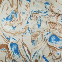 1 Yard Bubble Satin Marble Print Woven Fabric Soft Durable Drapery Use 58/59" Width SAND/TEAL BLUE