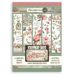 Stamperia A5 Washi Pad 8/Pkg-House of Roses