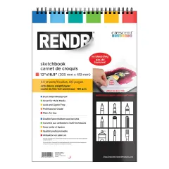 Rendr No Show Thru Wire Bound Perforated Sketchbook-12"x16", 40 Sheets