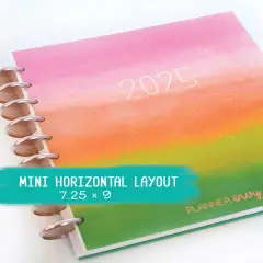 2025 Planner - Mini Horizontal Layout, Disc Bound - "Rainbow Glitz" (#1001)