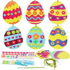 12 Pack Easter Egg Craft Kit for Kids Make You Own Egg Foam Stickers Ornament DIY