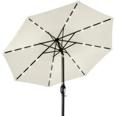 Best Choice Products 10ft Solar LED Lighted Patio Umbrella w/ Tilt Adjustment, UV-Resistant Fabric Ivory