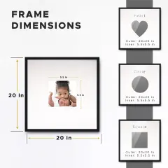 Autograph Black Wood Frame with Squre White Mat - Perfect for Event Signatures, Full-Color Pen Set Included - 3 Sizes Available