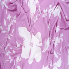 DTY Floral Print Fabric Soft Lightweight & Flowy Stretch Knit, 58/60" Wide PINK