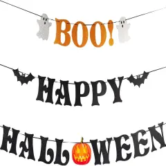 Pre-assembled Happy Halloween with Boo Banner
