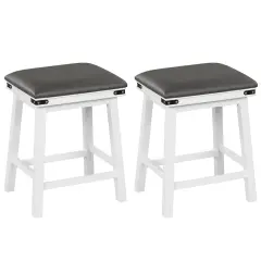 Costway 24'' Dining Bar Stool Set of 2 Counter Height Padded Seat Wood Frame Kitchen Brown/White