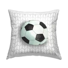 Soccer Ball on Chevron Design by Sharon Kuplack Outdoor Printed Pillow 