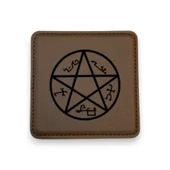 Coaster - Demon Trap - SET OF 2 - Leather or Stitched Cork Dark Brown/Black