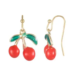 City By City Cherry Drop Gold Half Hoop Earrings &ndash; Sweet Elegance