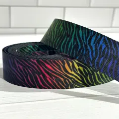 Rainbow Zebra Print 1.5&rdquo; Seatbelt Webbing