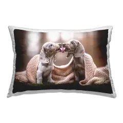 Playing Puppies with Scarf Design by Natalie Grosse Outdoor Printed Pillow 