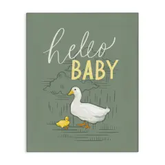 Stupell Industries Hello Baby Duck & Duckling Canvas Wall Art Design by Caverly Smith