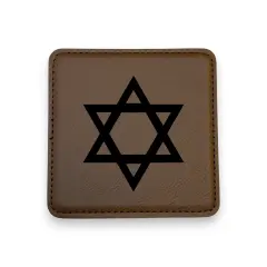 Coaster - Star of David - SET OF 2 - Leather or Stitched Cork Dark Brown/Black