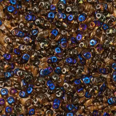 Matubo 2-Hole Czech Glass Special Coating/Finish Superduo Beads, 100g Topaz Azuro