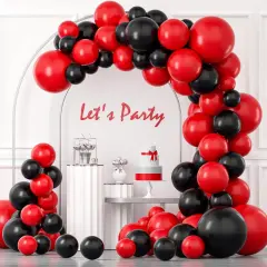 Red and Black Balloons Garland Arch Kit,115pcs Latex Black and Red Party Balloons Arch for Graduation