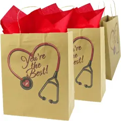 4E's Novelty Nurse Gift Bags &ndash; 12 Pack Large Kraft Graduation Gift Bags for Nurse Appreciation Week