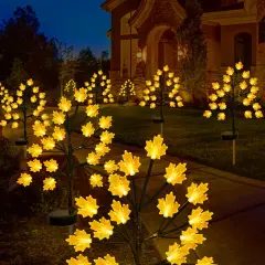 Solar Fall Lights for Thanksgiving Day Decorations Outdoor,2PACK 40LED Artificial Maple Tree for Fall Party Gifts D&eacute;cor Outside Lights,Solar Thanksgiving Path Lights for Home Fall Autumn Decor Orange