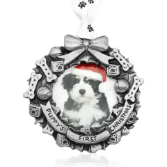 Gloria Duchin Pewter Puppy's First Christmas Photo Frame