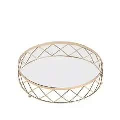 Gold Clear 16 in Round Metal Glass Geometric CAKE STAND Wedding Home Decorations