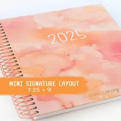 2025 Planner - Mini Signature Layout, Spiral Bound - "Sunset Watercolor" (#503)