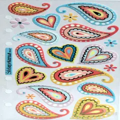 Stickopotamus Vintage Paisley Hearts Foil Stickers