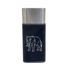 Cigar Case with Cutter - Elephant - Leather Black/Silver