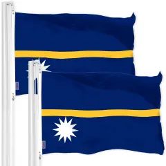 G128 2 Pack: Nauru Nauruan Flag | 3x5 Ft | LiteWeave Pro Series Printed 150D Polyester | Country Flag, Indoor/Outdoor, Vibrant Colors, Brass Grommets