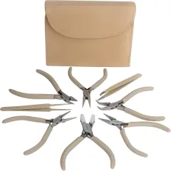 The Beadsmith Fashion Color Pliers &ndash; Slimline Color-Coordinated Tools &ndash; Matching Clutch in Beige &ndash; Jewelry Making Supply Kit to Create Necklaces, Bracelets, Earrings & More Desert beige