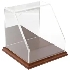 Plymor Clear Acrylic Slanted Front Display Case, 6" x 6" x 6" Hardwood (Mirrored)