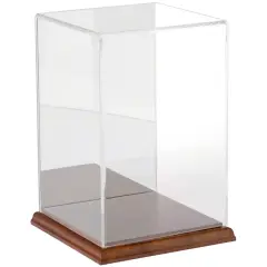 Plymor Clear Acrylic Display Case, 6" W x 6" D x 9" H Hardwood (Mirrored)