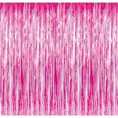 3' x 8' Pink Tinsel Foil Fringe Door Window Curtain Party Decoration