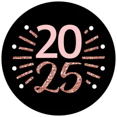 Big Dot of Happiness Rose Gold Happy New Year - 2025 New Year's Eve Party Circle Sticker Labels - 24 Count