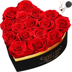 Preserved Roses Flowers for Delivery 16 Pcs, Forever Flores in Heart Box