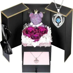 Preserved Rose Gifts for Her, Forever Real Purple Flowers