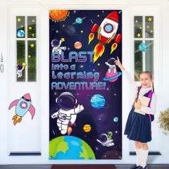 Welcome Back to School Door Cover Banner Outer Space Classroom Decoration