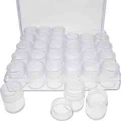 The Beadsmith Personality Case - Clear Storage Organizer Box, 6.4 x 5.4 x 1.25 inches - Includes 30 Small Containers with lids &ndash; 1 x 1.1 inches, Bead Holder