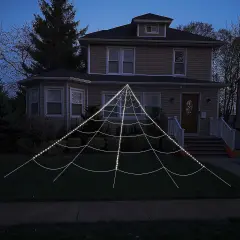 12" Light-Up Halloween Spider with Glowing Web &ndash; 210 LED Outdoor Yard Decoration