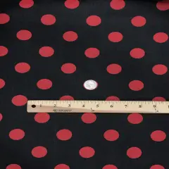 1 yard Black Poly Cotton Fabric with Red Dots for Dresses Crafts Costumes 59/60&Prime; Width