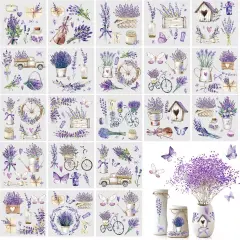20 Sheets Lavender Rub on Transfers for Crafts