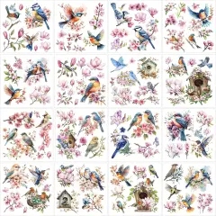 16 Sheets Flower Birds Furniture Decals