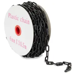 100-Feet Plastic Chain Links - Privacy Safety Barrier for Fence, Gate, Privacy (1.5-Inch, Black)