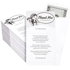 500 Pack Housekeeping Tip Envelopes Bulk, Thank You Envelopes for Cash, Coins, Gratuity for Hotel (3.5x6.5 in)