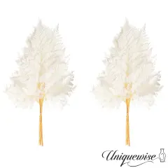 Uniquewise Preserved Real Floral Stems Chic Vase Fillers & Accents for Bouquets Centerpieces & Ornamental Displays Ideal for Home Office Boutique Cafe Resto Bar and Event Decor White alpine fern