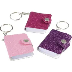 Mini Glitter Notebook Keychains Include 12 Units