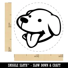 Silly Smiling Dog Head with Tongue Sticking Out Self-Inking Stamp Crafting Blue