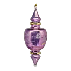 Double Pointed Blown Glass Box Ornament - Purple