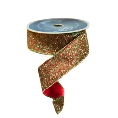 1.5" Diamond Dust Ribbon: Ruby Emerald (10 Yards)