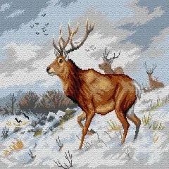 Needlepoint canvas for halfstitch without yarn Stags in the Snow 3567Q