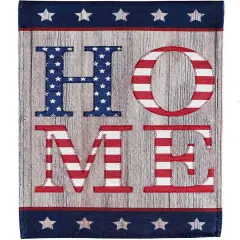 Patriotic Stacked Home Garden Flag 2 Sided Burlap