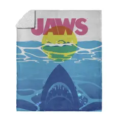 Universal Jaws Silk Touch Sherpa Throw Blanket CMYK Poster